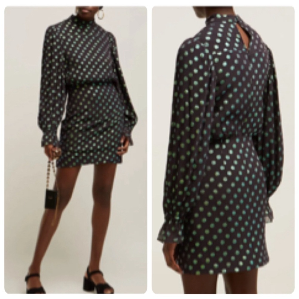 SALONI RINA SILK POLKA DOT MINI DRESS SIZE 8 US - Picture 12 of 16